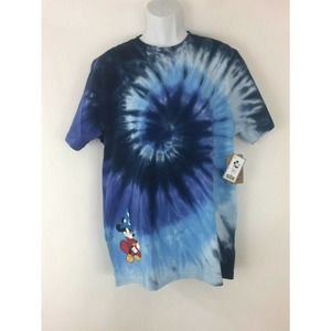 Men's blue cotton tie-dye T Shirt VANS Disney Mickey Mouse Fantasia size M New